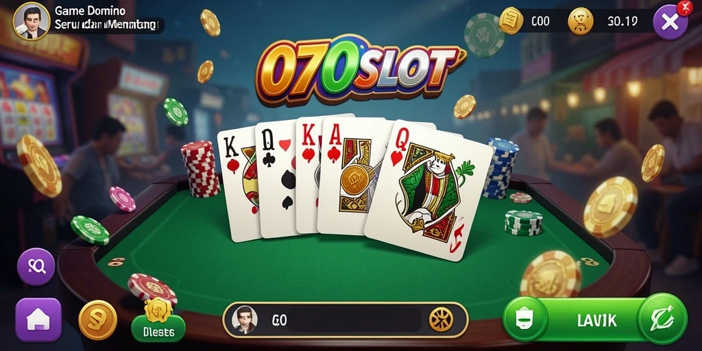 Screenshot gameplay 070SLOT menampilkan aksi seru permainan domino.