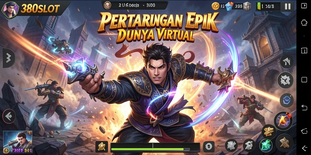 Gameplay pertarungan epik di 380SLOT dengan efek visual menarik.