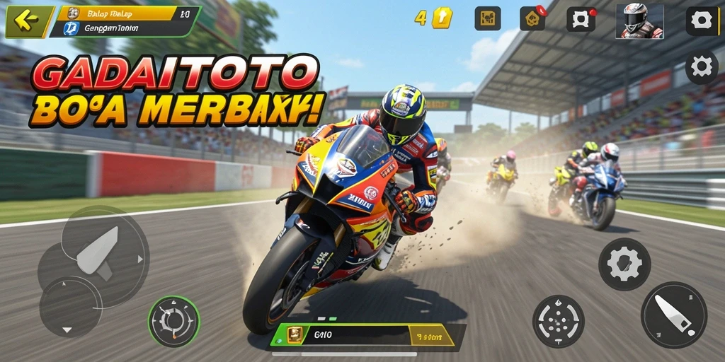 Tampilan gameplay GADAITOTO yang mendebarkan saat balapan motor.
