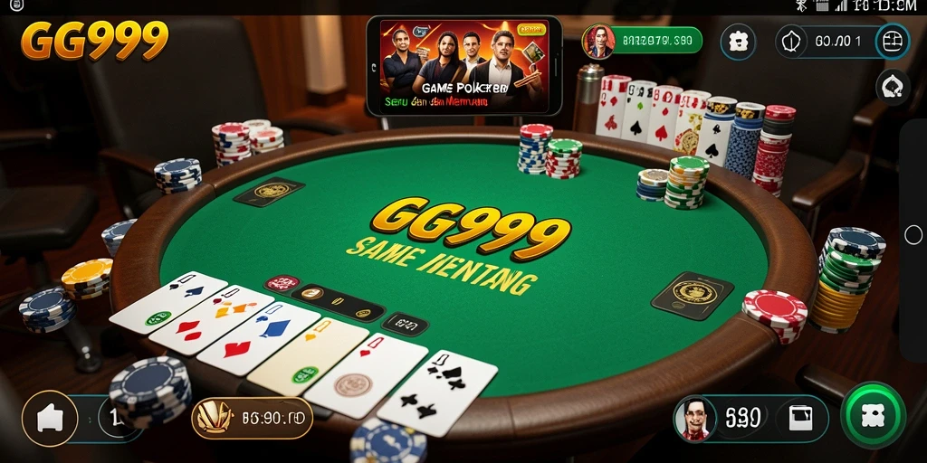 Screenshot gameplay GG999 menampilkan suasana Poker yang seru dan kompetitif.