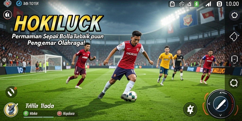 Tampilan gameplay HOKILUCK dengan aksi sepak bola yang mendebarkan.
