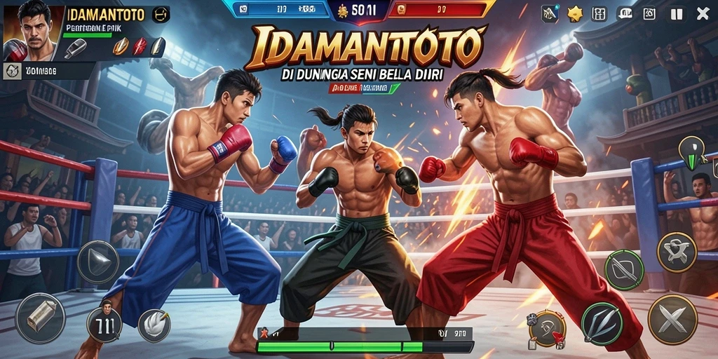 Gameplay IDAMANTOTO menunjukkan aksi pertarungan seru dan teknik bela diri yang memukau.