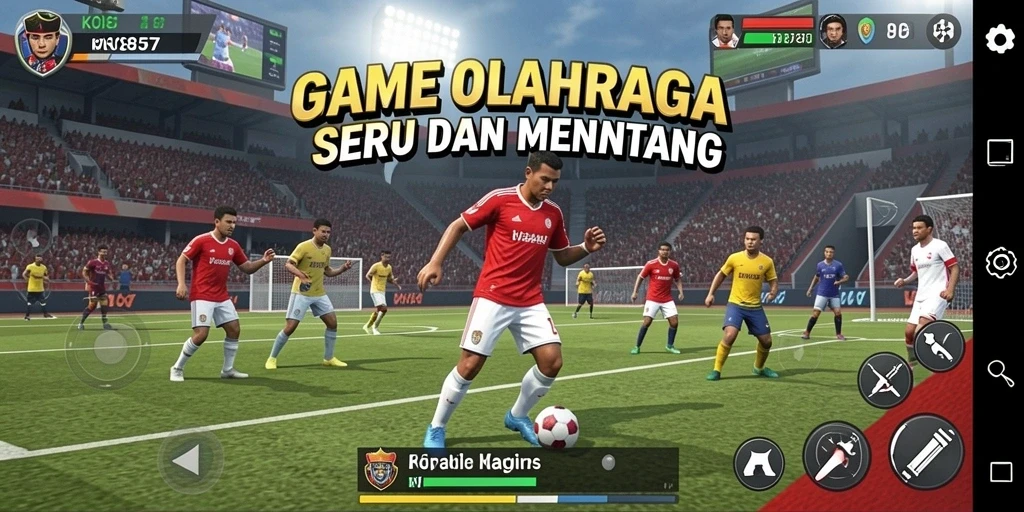 Tangkapan layar menunjukkan aksi intens dalam permainan olahraga KO857.