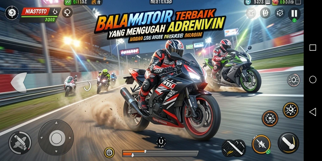 Screenshot gameplay NIASTOTO saat balapan motor yang menegangkan.