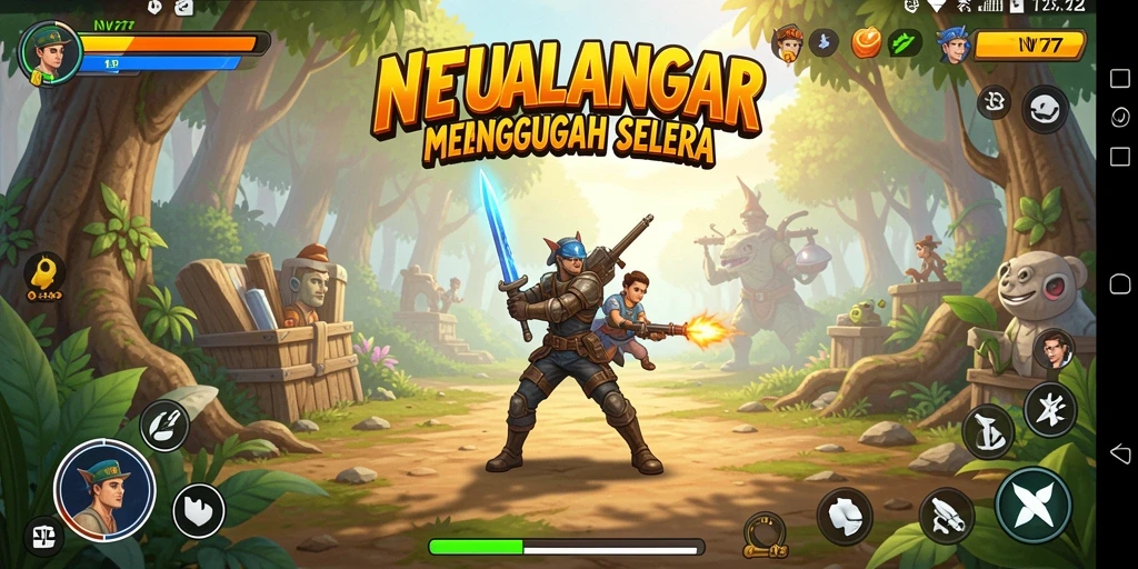 Gameplay NV77 menampilkan keindahan dunia petualangan yang menawan.