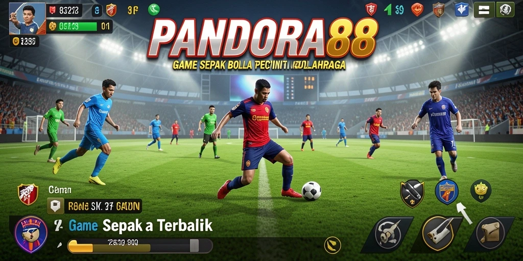 Tampilan utama gameplay PANDORA88 dengan aksi sepak bola yang mendebarkan.