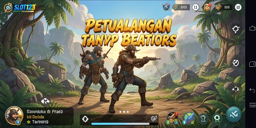 Screenshot menunjukkan petualangan seru dalam dunia terbuka SLOT123.